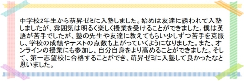 萌昇ゼミ　合格者の声　高校受験12